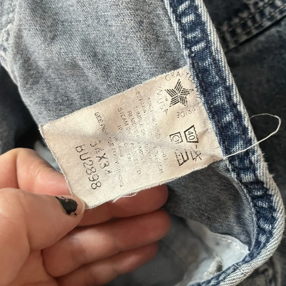 Vintage 90s Carhartt Denim Overalls BU2898 USA Made Workwear 34x34 Distressed